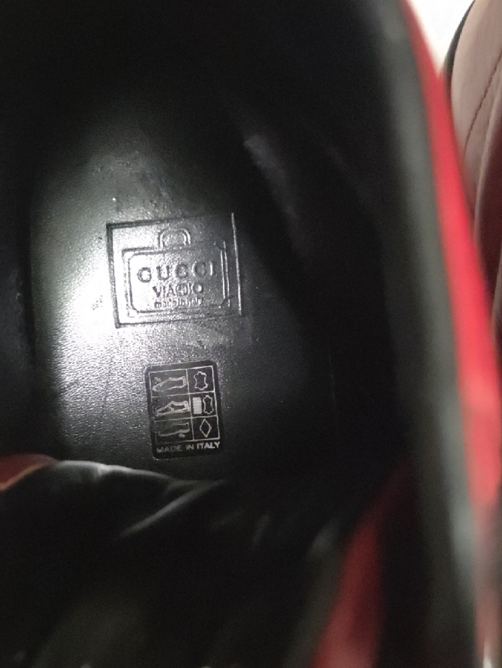 Gucci Red and Black High-Top Leather Sneakers - Picture 4 of 10